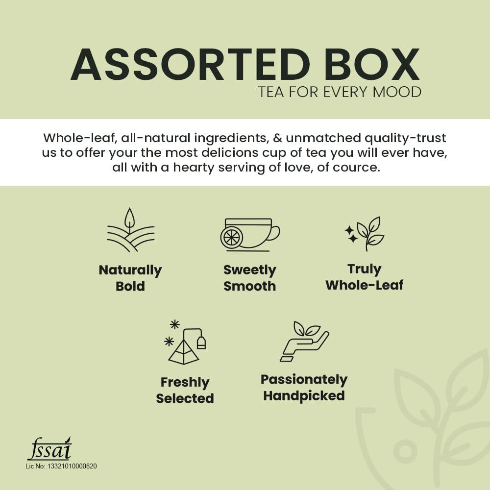 FRESHLEAF FRESHLEAF Assorted Box Green Tea Rich With Anti-Oxidants, 100% Whole Long Leaf, 20 Pyramid Tea Bags (60 Tea Bags)