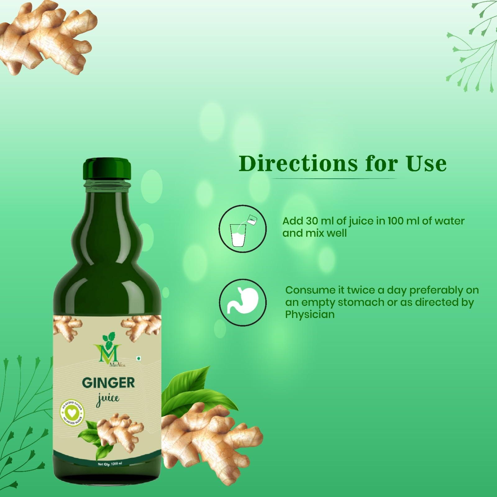 Mint Veda Mint Veda Natural Raw Ginger Juice | Concentrated Ginger Ale Health Drink | Sugar Free With No Added Preservatives Healthy Vegetable Juice Which Boosts Immunity and digestion