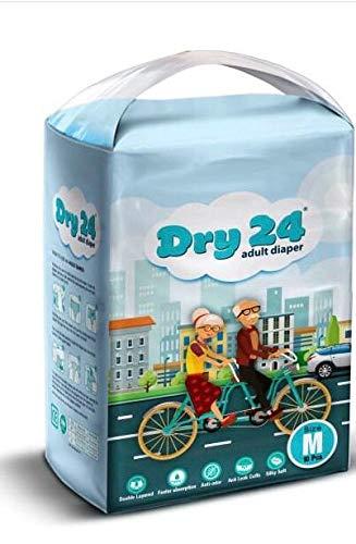 Saviour Chem SAVIOUR CHEM DRY 24 Unisex Adult Diapers Double Layered Faster Absorption Medium 1 Count, Waist Size 76-114cm (30\"-45\")