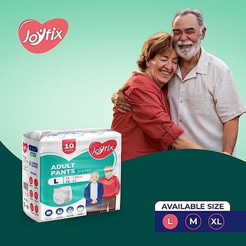 Joyfix JOYFIX Adult Diapers | Pant Style | Waist Size 71-130 cm (28\"-51\") | Large | Pack of 3 | Odour lock | Anti-Bacterial Absorbent - L (30 Pieces)