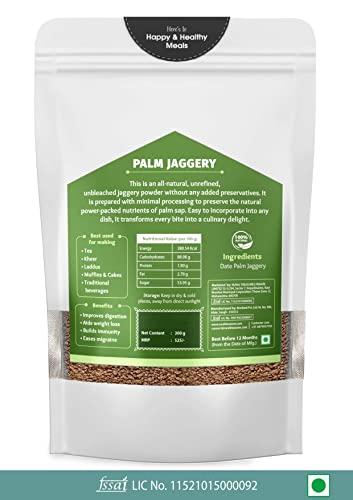 Rural Treasures Natural Pure Date Palm Jaggery Powder | No Chemicals, No Preservatives | Bella, Bellam, Thati, Desi Gud, Gur, Karupatti Mittai, Khajoor, Khajur, Palmyra, Pana, Panai Vellam, Sugar | 300 g Pouch