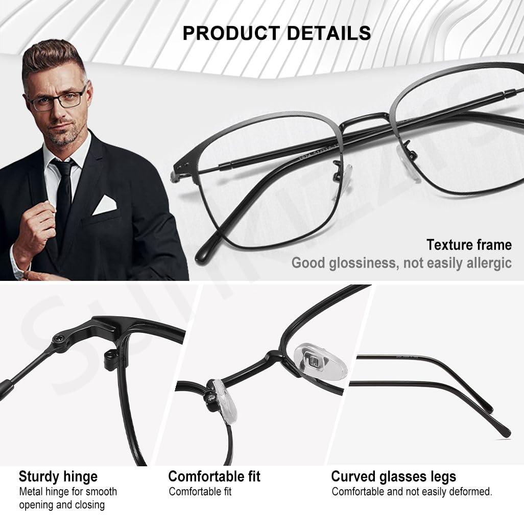 Sunkizzrs Sunkizzrs Blue Light Filter Reading Glasses Myopia Glasses Presbyopic Glasses Sunglasses Anti Glare UV & Blue Ray Light Filter Photochromic Lens (For -3.00 to +3.00 Power) (Black, -1.00)