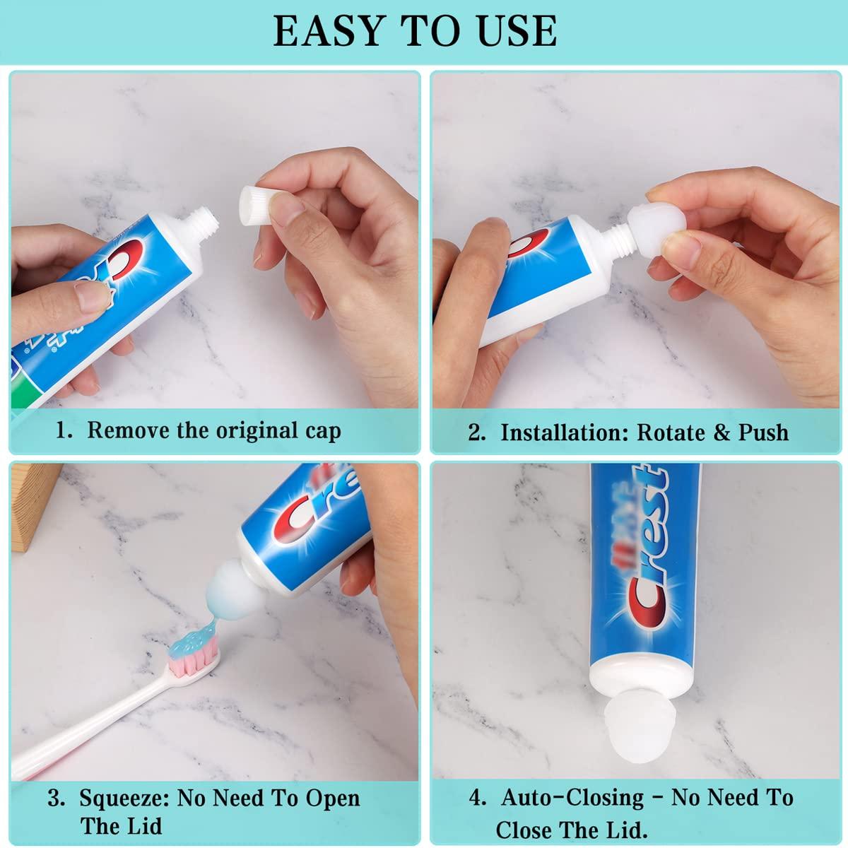 HIJAJA Self-Closing Toothpaste Caps,5 Pcs Toothpaste Squeezers Cap Keeps Toothpaste No Mess or Waste ,Simple and Practical for Every Home by fudiguo