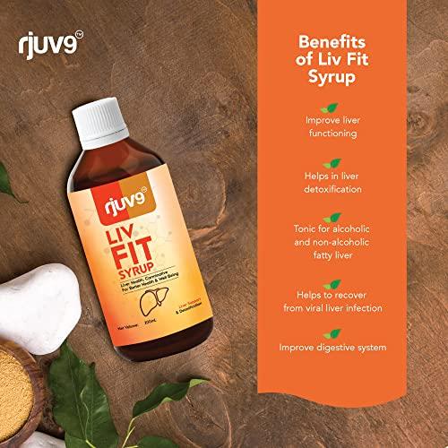 RJUV9 Rjuv9 Liv Fit Syrup - 200ml, Detox & Repair Fatty Liver Formula, Viral Liver Infection, Maintain the Functionality, Cleanse Supplement, Premium Liver Health for Men & Woman, Herbal Extract.