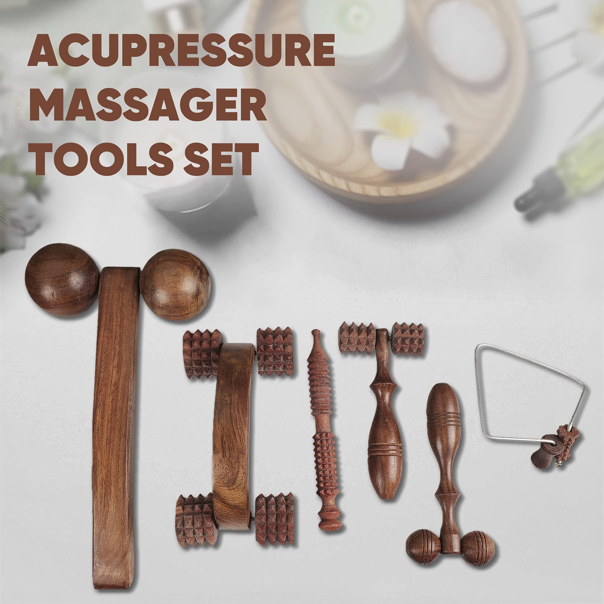 karigar creations Karigar Creations Wooden Acupressure Tool Set For Full Body Pain And Stress Relief Pack of 6 Natural Brown