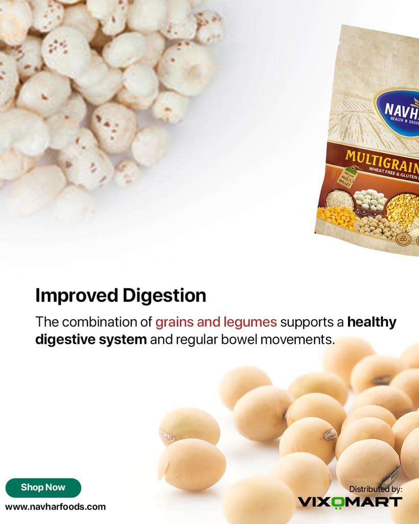 Navhar Health N Goodness Navhar Multigrain Atta - Wheat Free, Gluten Free 1KG, Multi Millets Flour