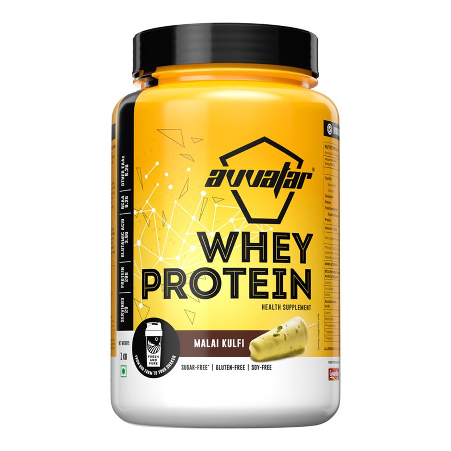 avvatar AVVATAR WHEY PROTEIN| 1KG | Malai Kulfi Flavour | 28 Gram Protein | 29 Servings | Isolate & Concentrate Blend