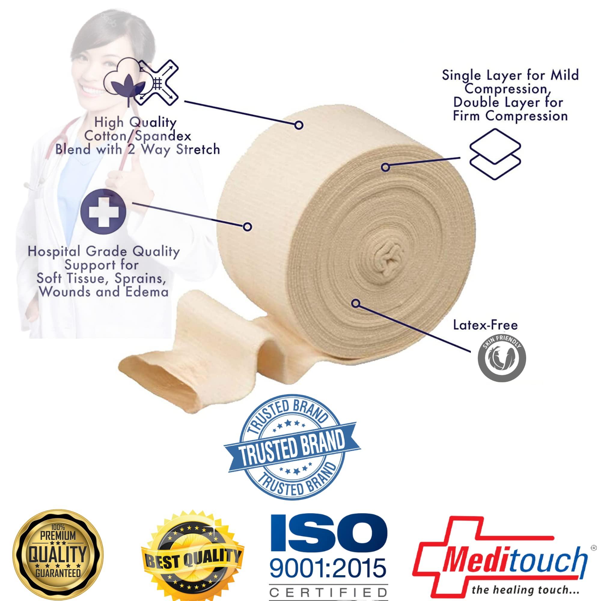 Meditouch Latex-Free Cotton Spandex Tubular Elastic Support Bandages for Compression Sports Protection Soft, Fragile Skin. (Available in Sizes B,C,D,E,F) (Size F – 10 CM (Width) X 1MTR (Length))