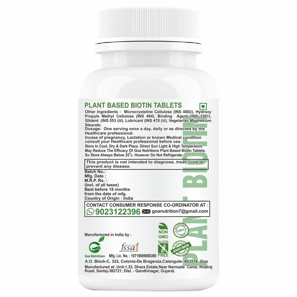 GOA NUTRITIONS GOA NUTRITIONS Biotin Tablets For Hair Growth With Vitamins E, C Plus 10000mcg Sesbania Supplements Advanced DHT Blocker Dandruff, Hair fall Control Supplement For Men & Women-60 Tablet (Pack 1)