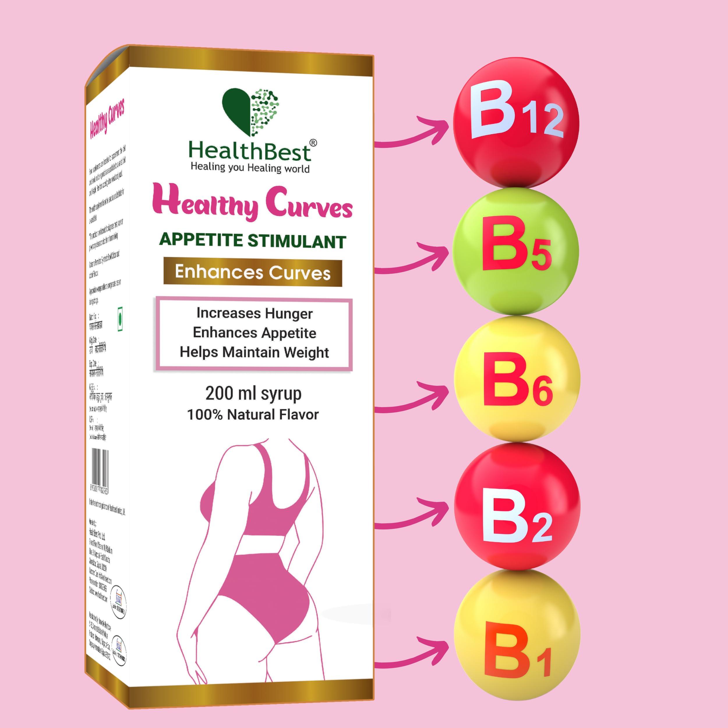 HealthBest Healthbest Weight Syrup For Women & Girls - 200ml - Enhance Curves & Body Shape - Boost Appetite, Digestive Metabolism & Energy Tonic - Pineapple Flavor