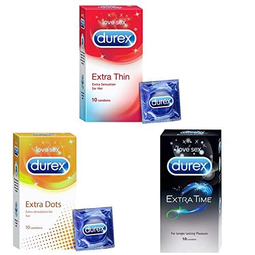 Durex Durex Honeymoon Combo (Extra Thin 10s, Extra Dots 10s, Extra Time 10s)