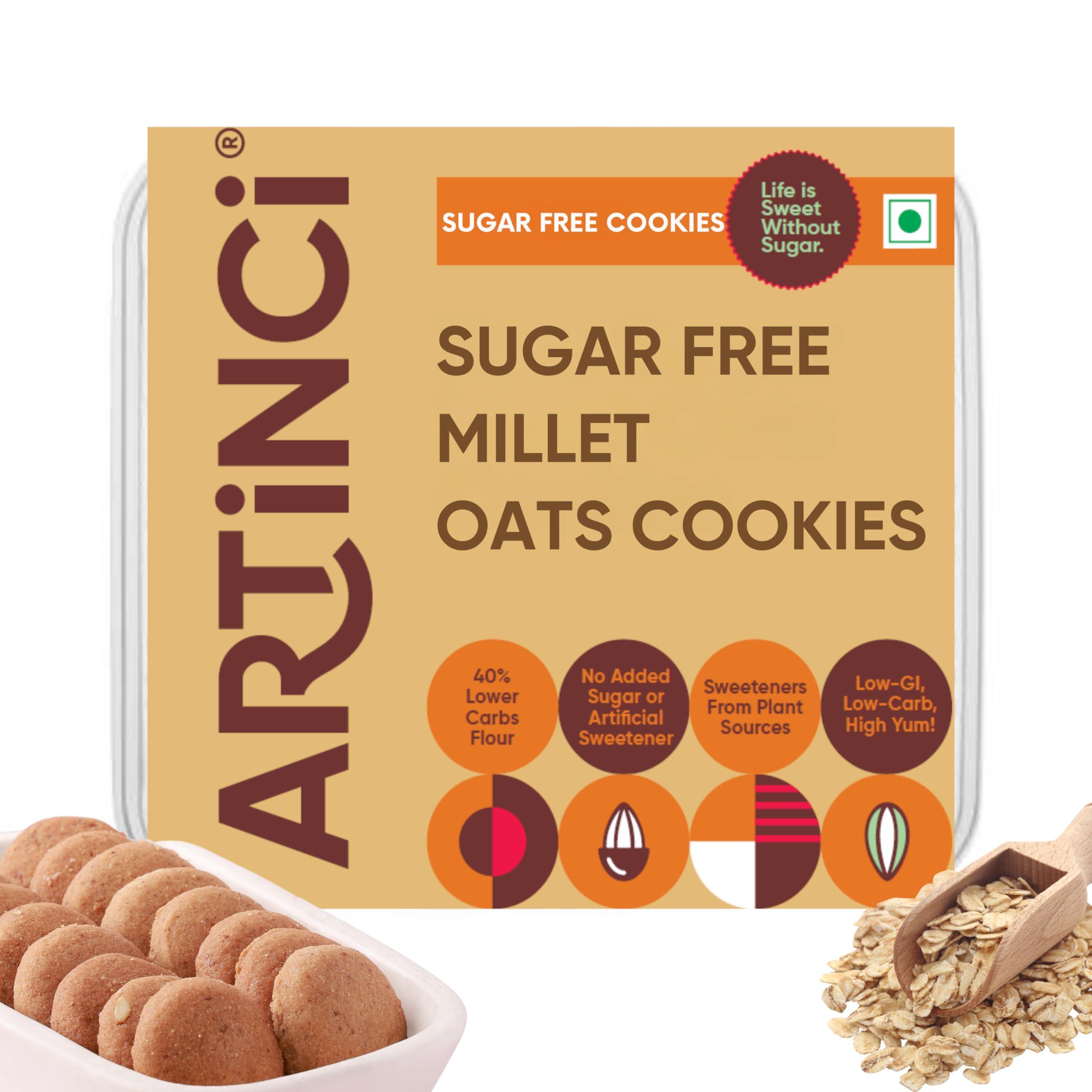 Artinci Artinci Oats Cookies Multigrain - Healthy Biscuits Snack With Oats & Millet|Sugar Free & Diabetic Friendly|High Fiber And Protein Rich|No Maida Or Palm Oil|As Seen On Shark Tank India-185G (Pack Of 1)