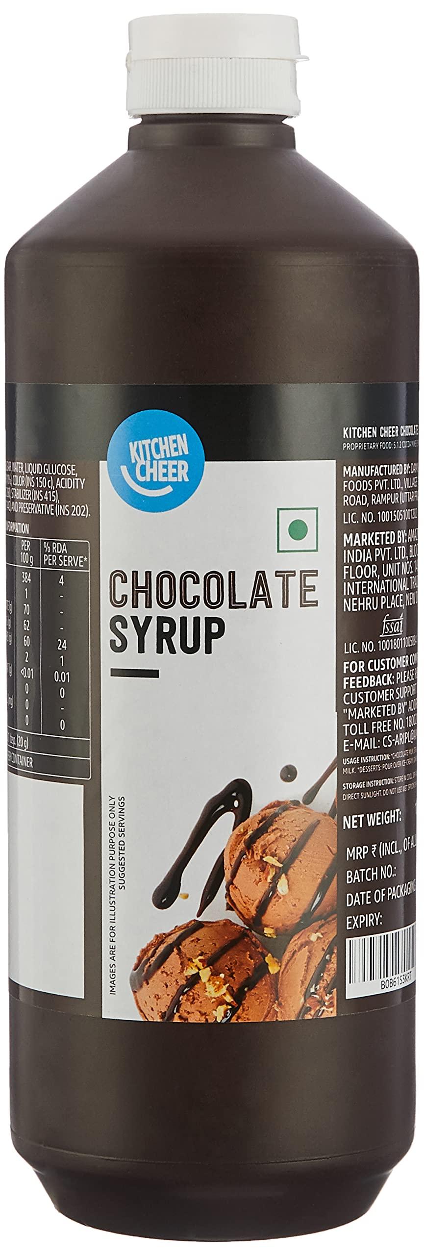 Amazon Brand - Kitchen Cheer Amazon Brand - Kitchen Cheer Chocolate Syrup, Rich Chocolate Flavour, Creamy Texture, No Malt, 1.3Kg