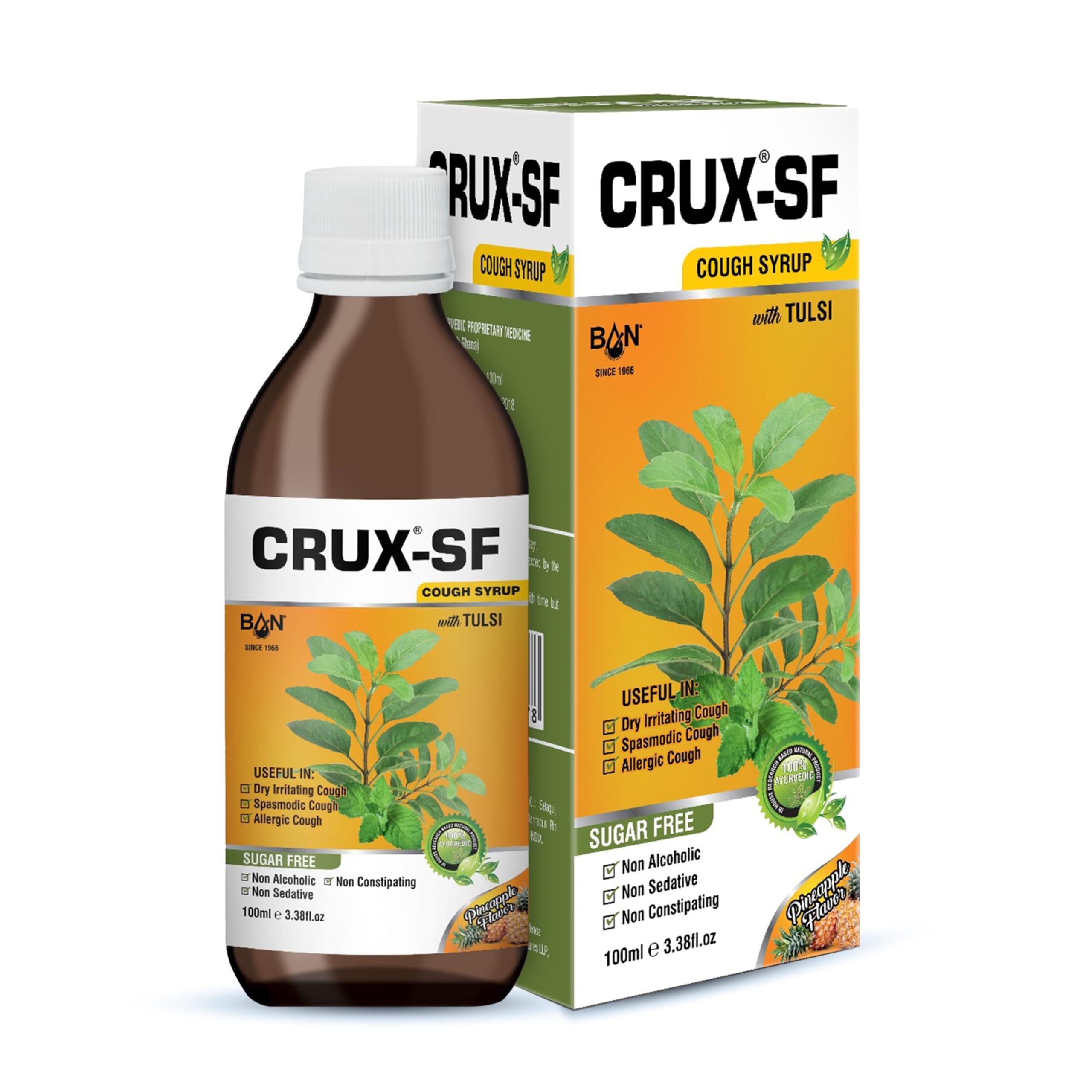 Crux Crux Ayurvedic Sugar free Cough Syrup 100ML, Pack of 3 | Get Ayurvedic Relief from Throat Issue, Chest Congestion, All Types Of cough & Cold | Goodness Of Tulsi, Pippali, Satpudina