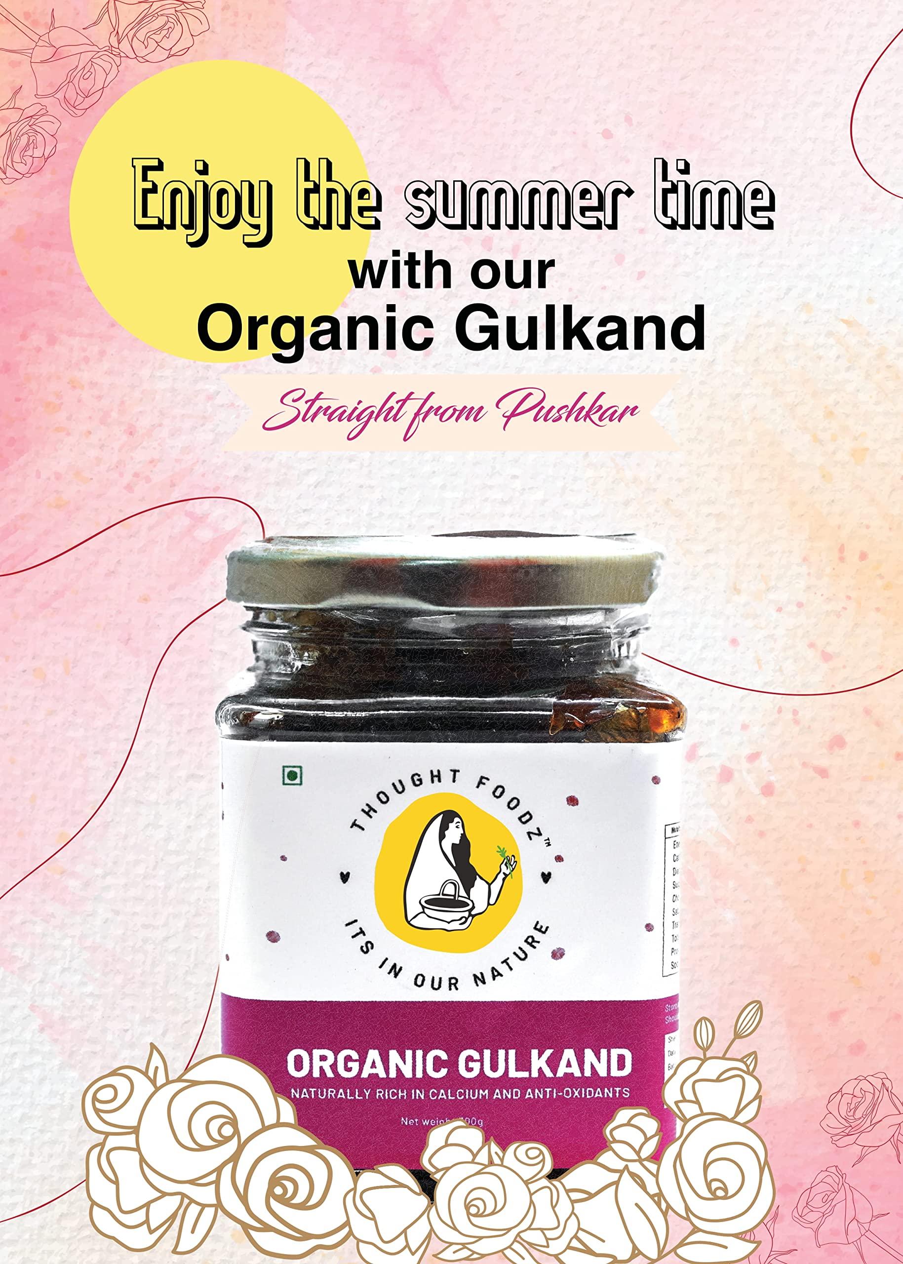THOUGHT FOODZ ThoughtFoodz Pure, Natural & Organic Gulkand | Healthy & Tasty Sugar and Chemical Free | No Added Flavour & Artificial Color Jar, 600gm (300gm x Pack of 2)