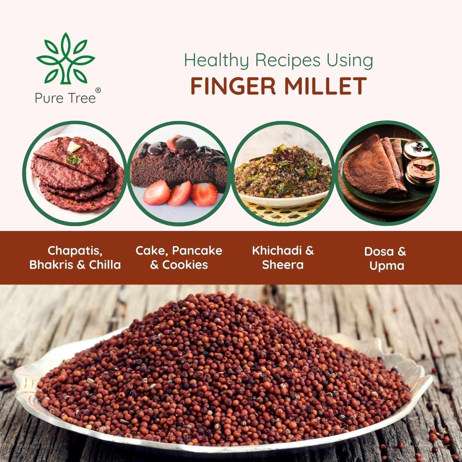 Pure Tree Pure Tree Certified Organic Ragi Whole | 900 g | Finger Millet | Nachni | Nagli | Ragi Millet Gluten-Free | Bavto | Red Finger Millet | Ragi Whole Grain
