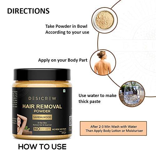 DESICREW Desicrew 100% Pure Hair Removal Powder For Underarms, Hand, Legs & Bikini Line Three in one Use For D-Tan Skin, Removing Hair, Remove Dead cell (Chocolate,Rose & Sandal)