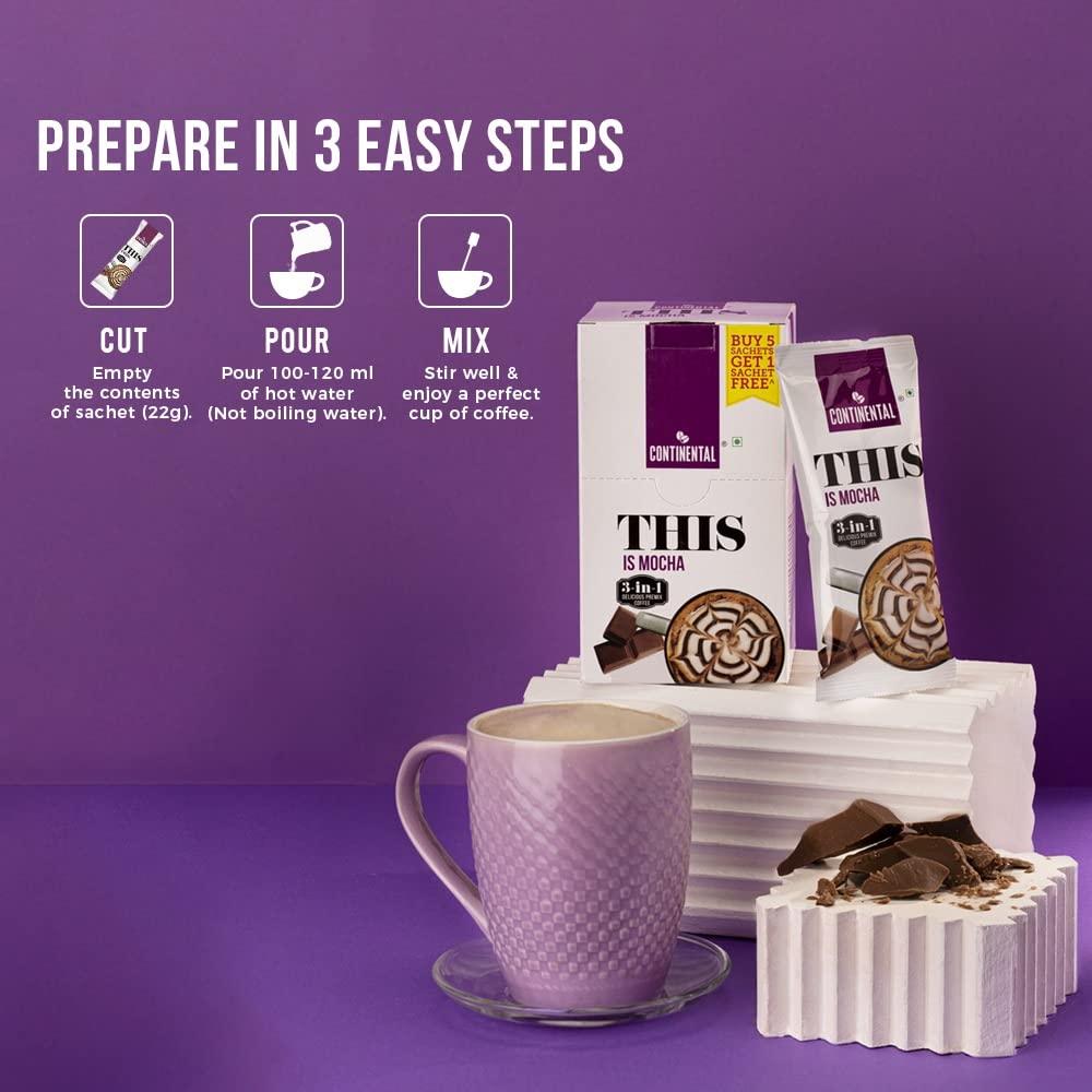 Continental This Continental This Mocha 3 In 1 Premix Instant Coffee 132 Gram (22G*6 Sachets) (Pack Of 2)