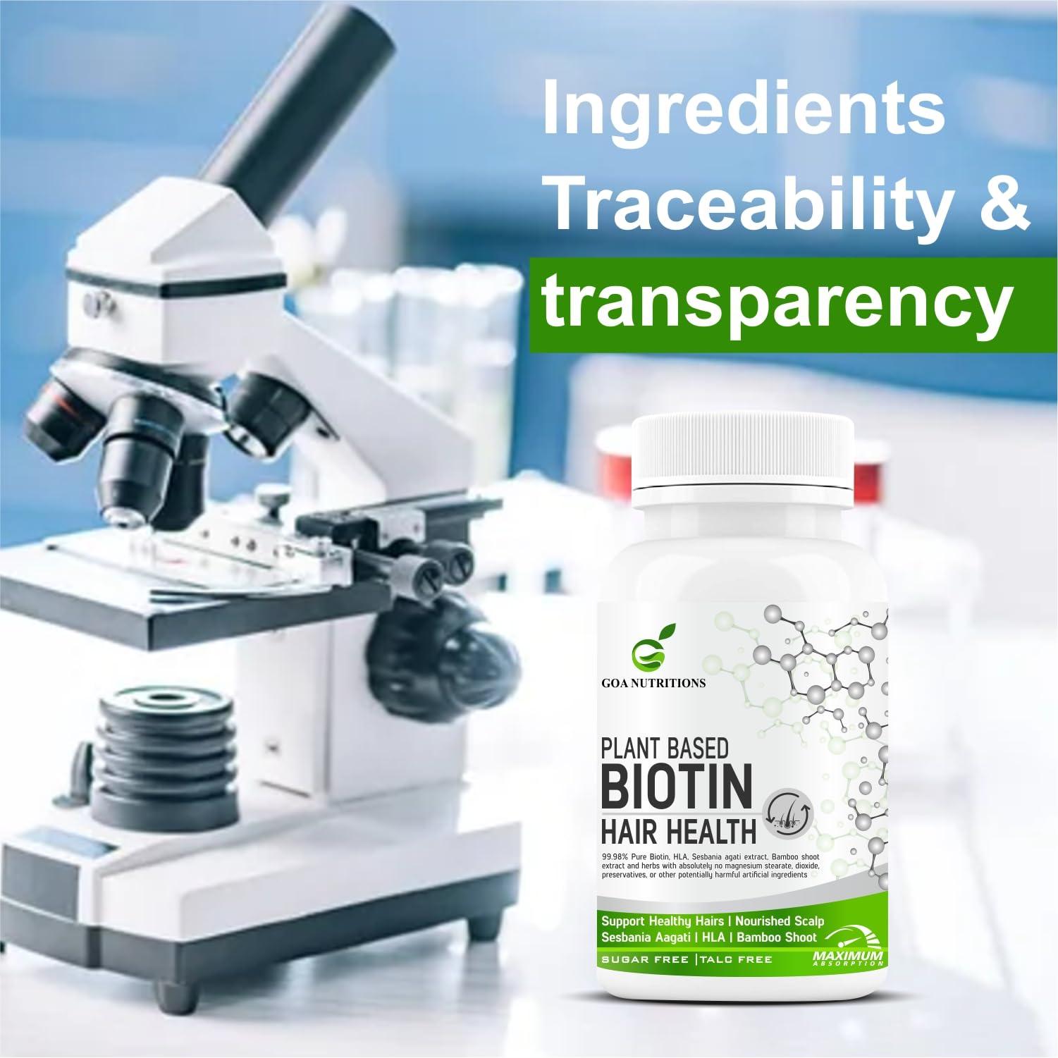 GOA NUTRITIONS GOA NUTRITIONS Biotin Tablets For Hair Growth With Vitamins E, C Plus 10000mcg Sesbania Supplements Advanced DHT Blocker Dandruff, Hair fall Control Supplement For Men & Women-60 Tablet (Pack 1)