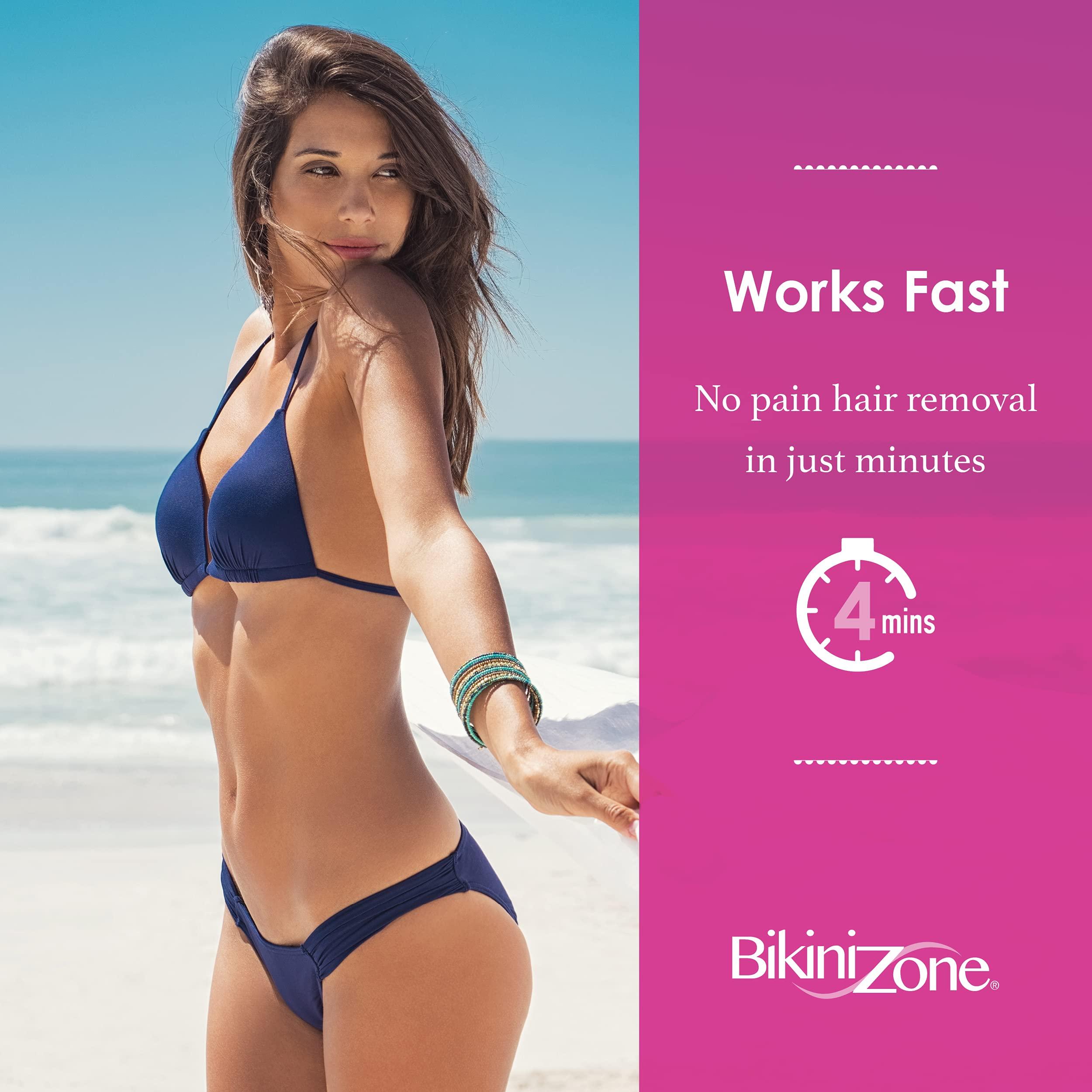 Bikini Zone Bikini Zone Crme Hair Remover Instant Hair Removal in Minutes Good for Sensitive Skin & Delicate Areas Lasts Longer than Shaving Pain Free with Aloe, Chamomile