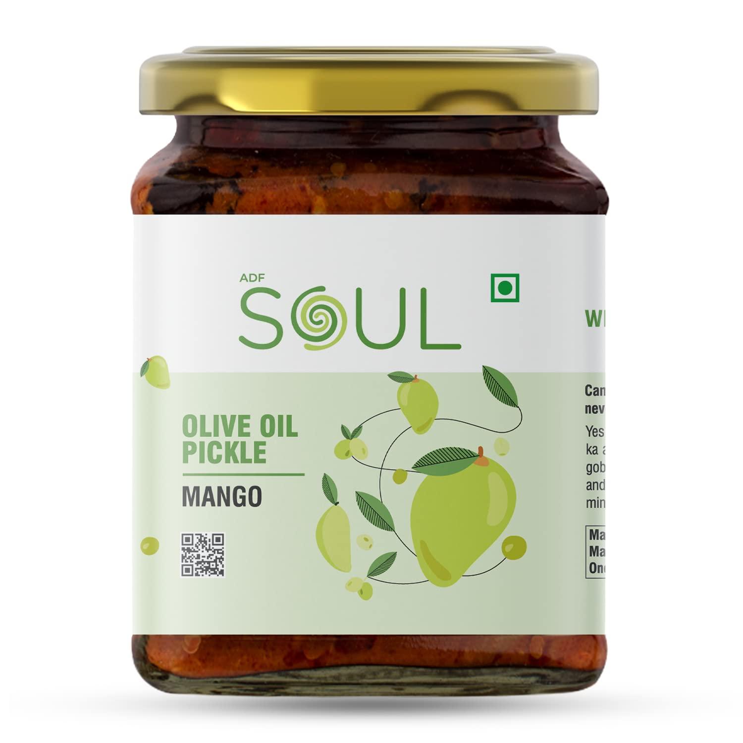 ADF Soul Soul Pickle In Olive Oil Combo Pack of 2 (Mango Pickle 265 GM + Garlic Pickle 275 GM)