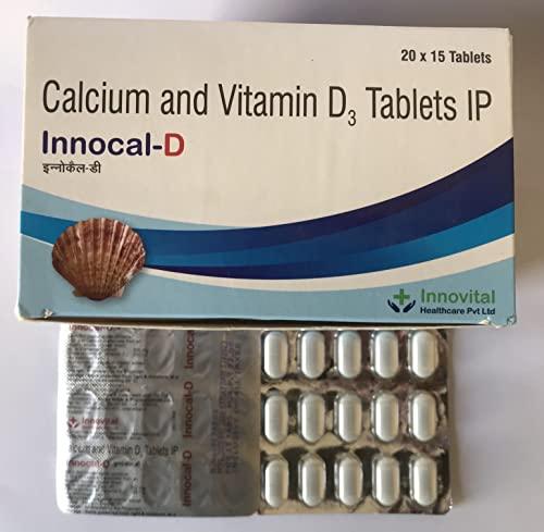 Innocal-D INNOCAL-D 500 Calcium and Vitamin D3 Tablets for stronger Bones & Joints (Pack of 60 Tablets)