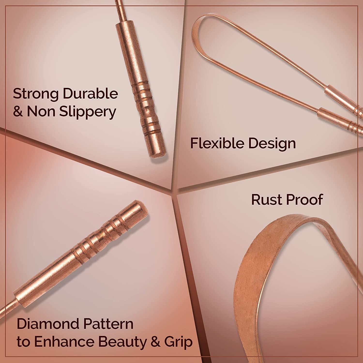 Episkey EPISKEY Ayurveda Copper Tongue Scraper Cleaner | Perfect Surgical Tongue Scraper | Best Remedy for Bad Breath | Maintains Oral Hygiene | Thick Safe Blunt Edges | Comfortable Grip(PACK OF 2)