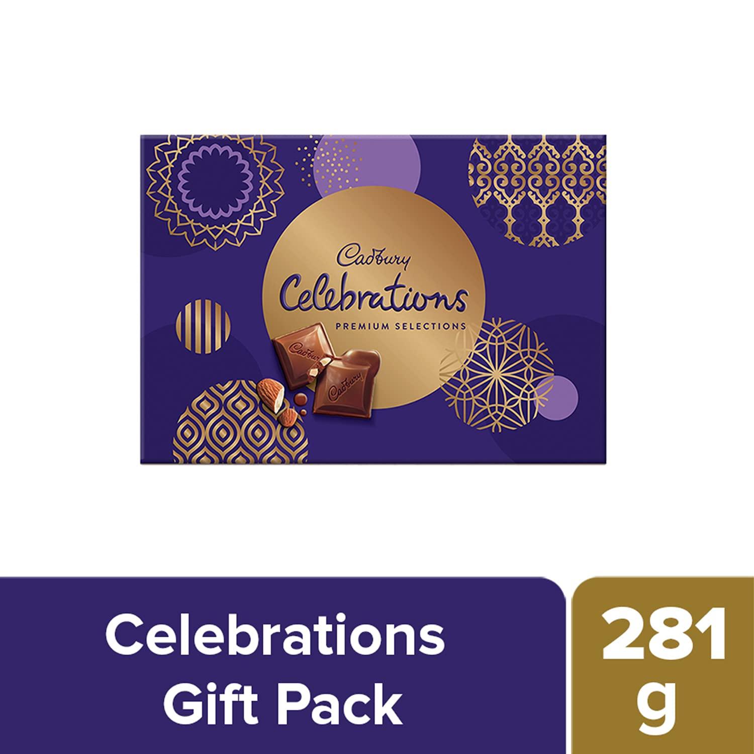 Cadbury Cadbury Celebrations Chocolate Gift Pack - Assorted, Premium, 281 g & Bournville Rich Cocoa Dark Chocolate Bar, 80 gm (Pack of 5)