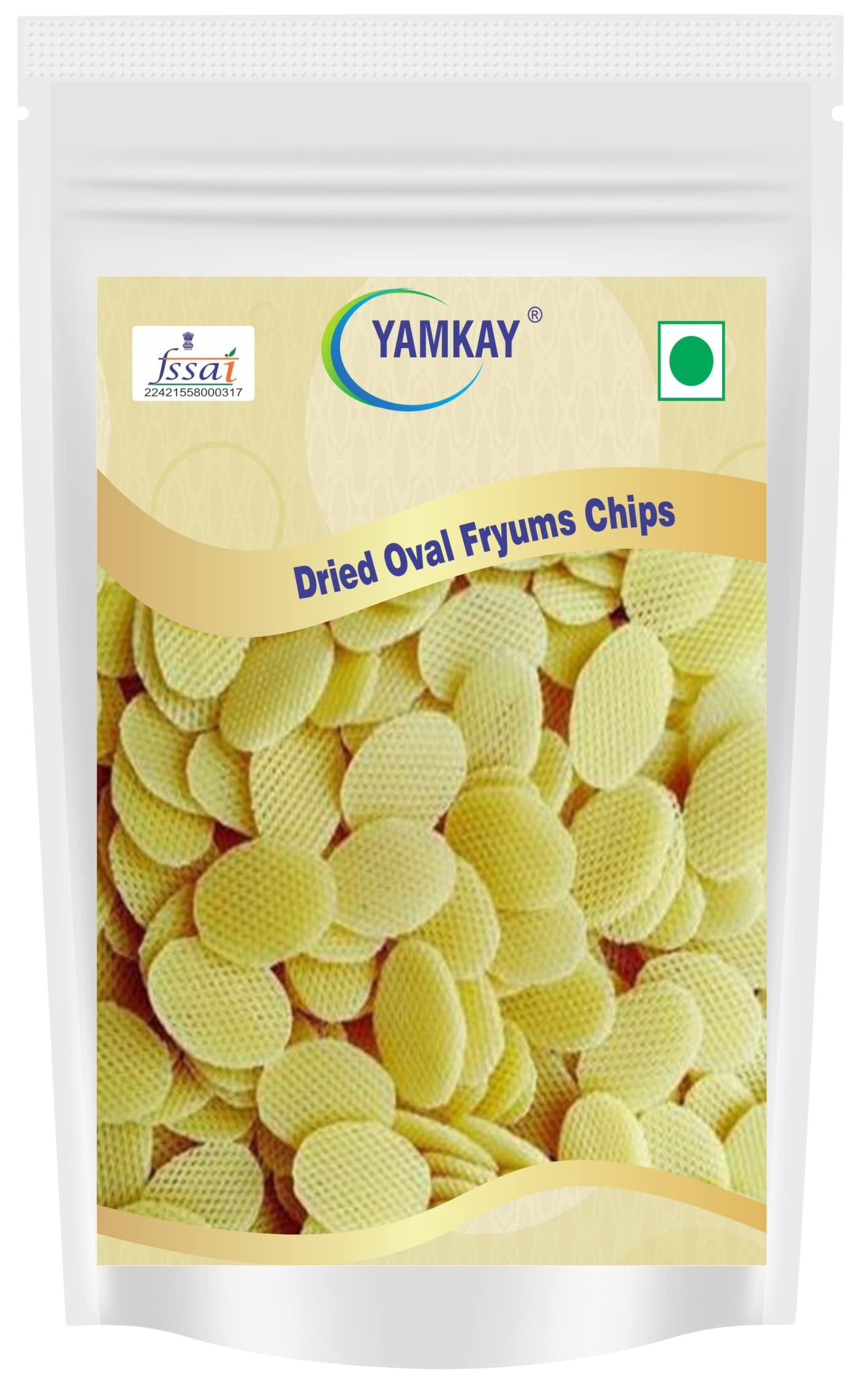YAMKAY Yamkay Homemade Fryum Snacks Dried Oval Fryums Chips Papad Chips Fry Or Microwave Vegetarian Tasty Healthy Snacks 250 gm