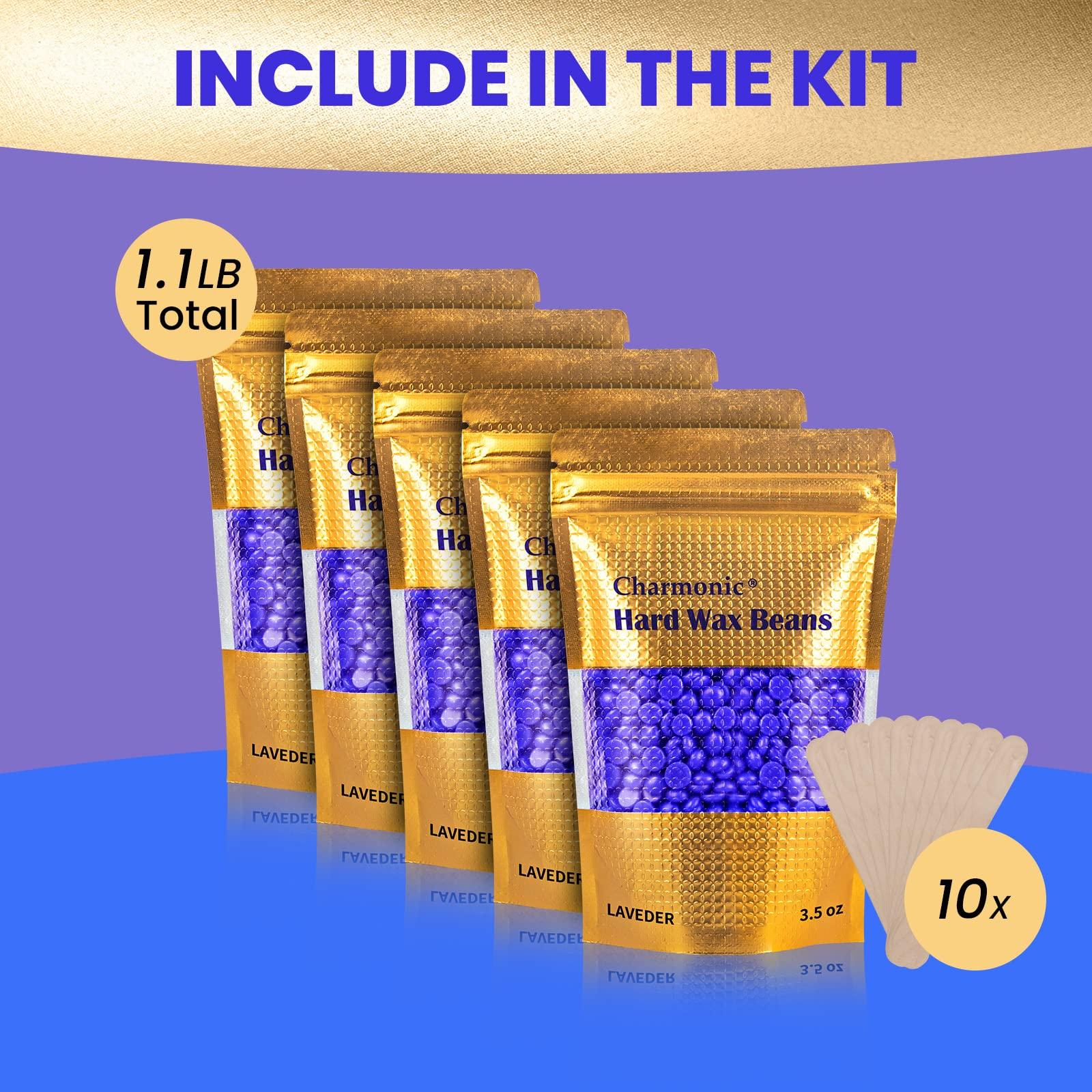 Charmonic Charmonic 17.5 Oz Hair Wax Beans Hard Body Wax Beans, Hair Removal Depilatory Wax European Beads For Women Men 500 Gram/17.5Oz Lavender