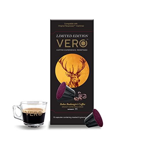 VERO VERO, Nespresso Compatible Coffee Pods, Limited-Edition "Baba Budangiri Coffee Capsules", Intensity 11 of 12, Single Origin Arabica Coffee, Dark Roast, Freshly Roasted Coffee Pods