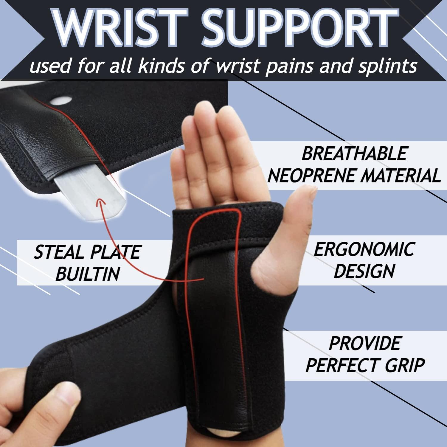 NUCARTURE NUCARTURE Adjustable Wrist Support for Pain Relief Carpal Tunnel Wrist Splint Support Brace for Left Hand for Men Women Wrist Brace Protector Fracture Supports Hand Belt (Left, Black)