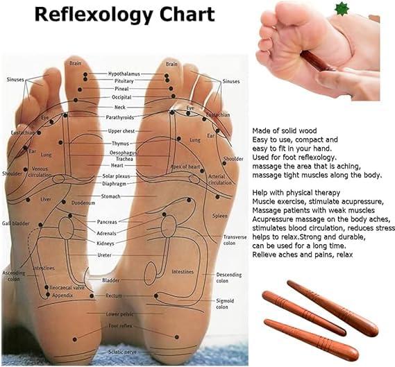 Srar Wood Craft 1 Pcs Thai Foot Wooden Stick Massage Reflexology Health Tool Small Wooden Stick Therapy Reflexology Traditional Tool Hand Face Head Body Foot Wood Pain Relief Working Travel Home 16.5 cm
