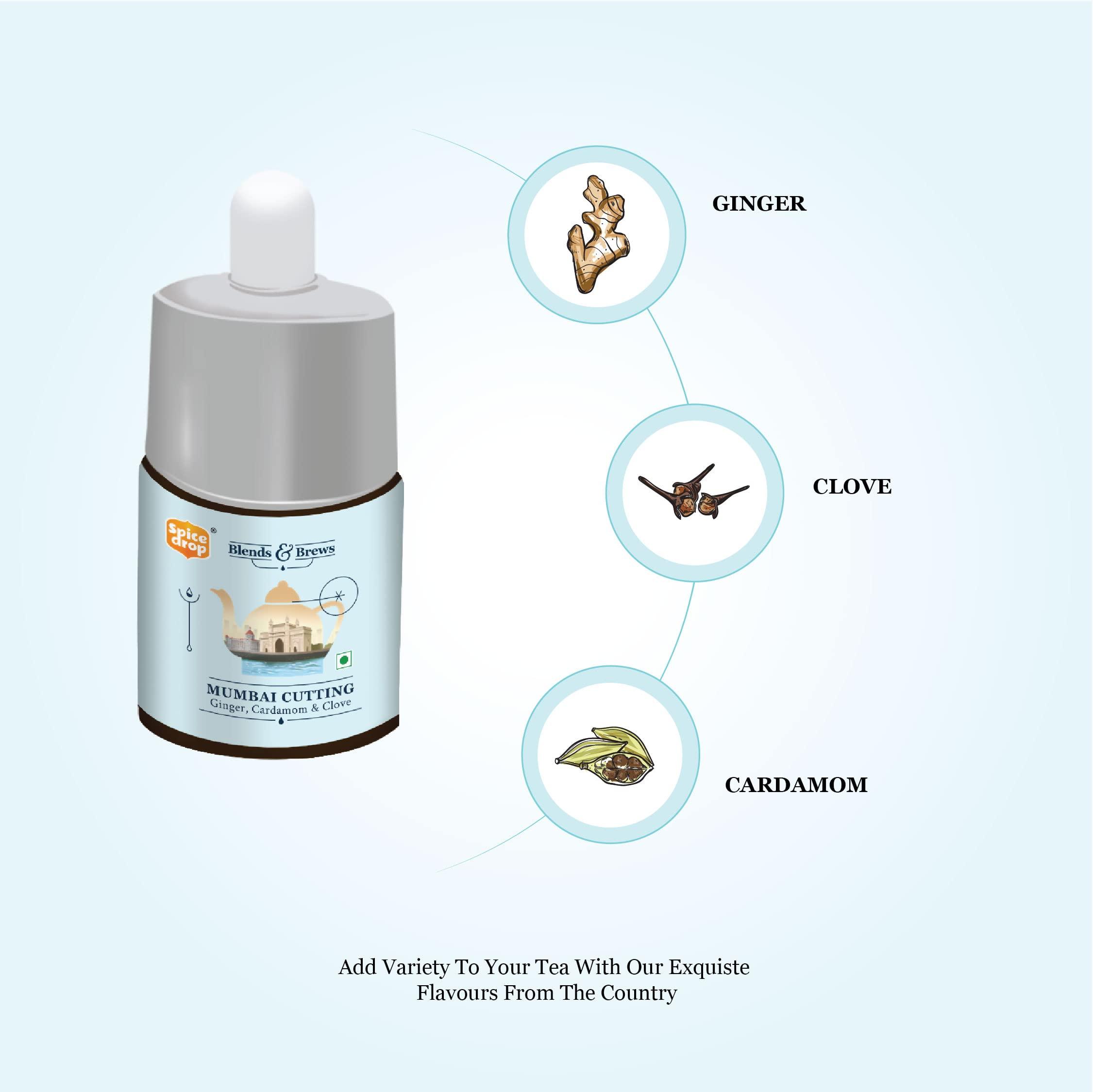 Spice Drop Spice Drop Mumbai Cutting Chai Masala Extract | Contains Cardamom, Ginger & Clove | Flavors 180 cups | 5ML equals 125 grams of powder | No preservative | 1 drop per cup | Tea Masala Drops