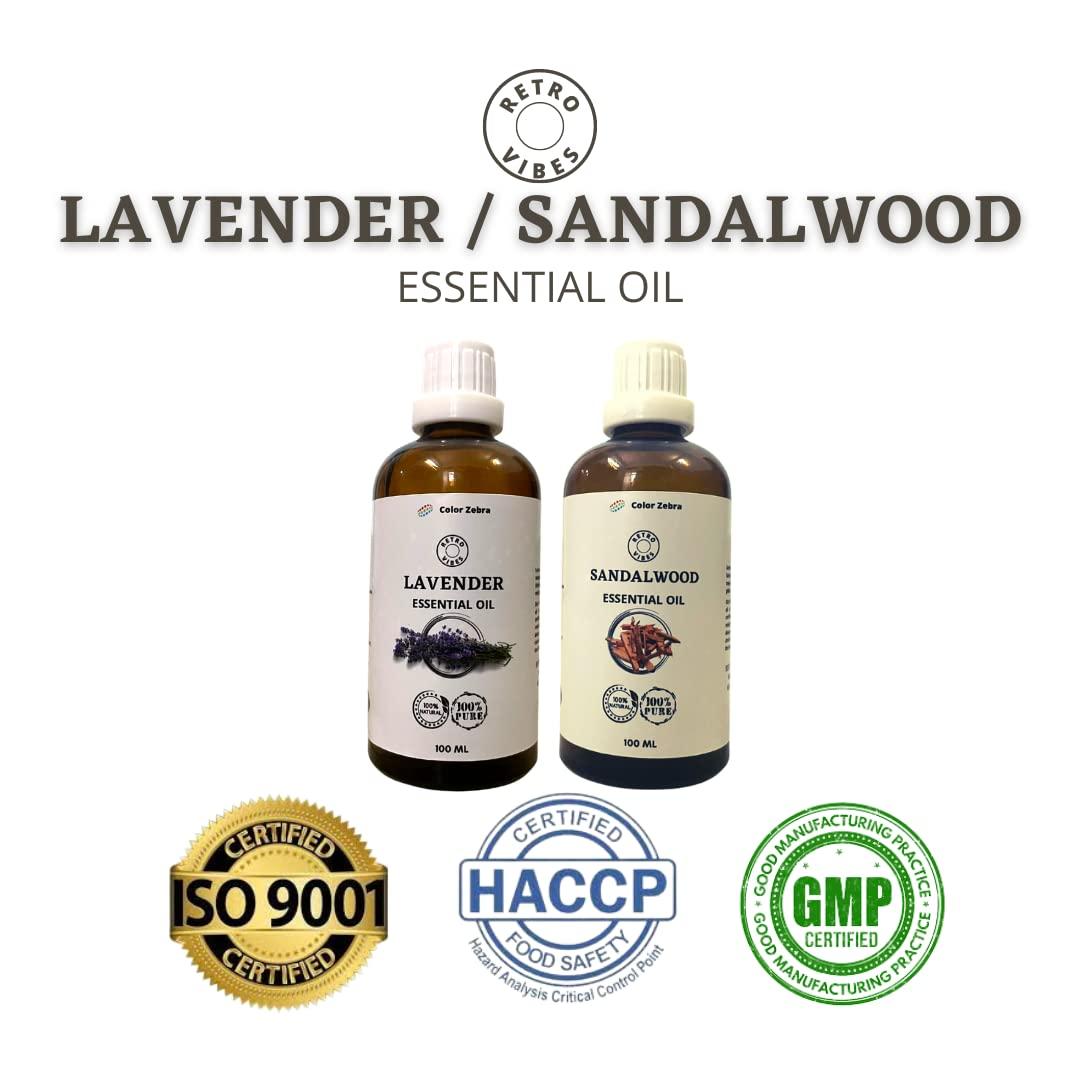 Color Zebra Retro Vibes Jasmine & Lavender Essential Oil Combo | Calming, Soothing & Romantic Aromas for Diffuser, Relaxation & Emotional Wellness | Ideal for Stress Relief & Home Fragrance | 100ml Each