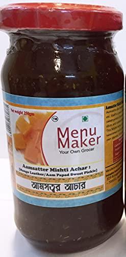 Menu Maker Menu Maker Select Premium Chaltar Achar [Elephant Apple Pickle] and Aamsatter Mishti Achar [Mango Leather/Aam Papad Sweet Pickle] Combo Pack, 250g Each