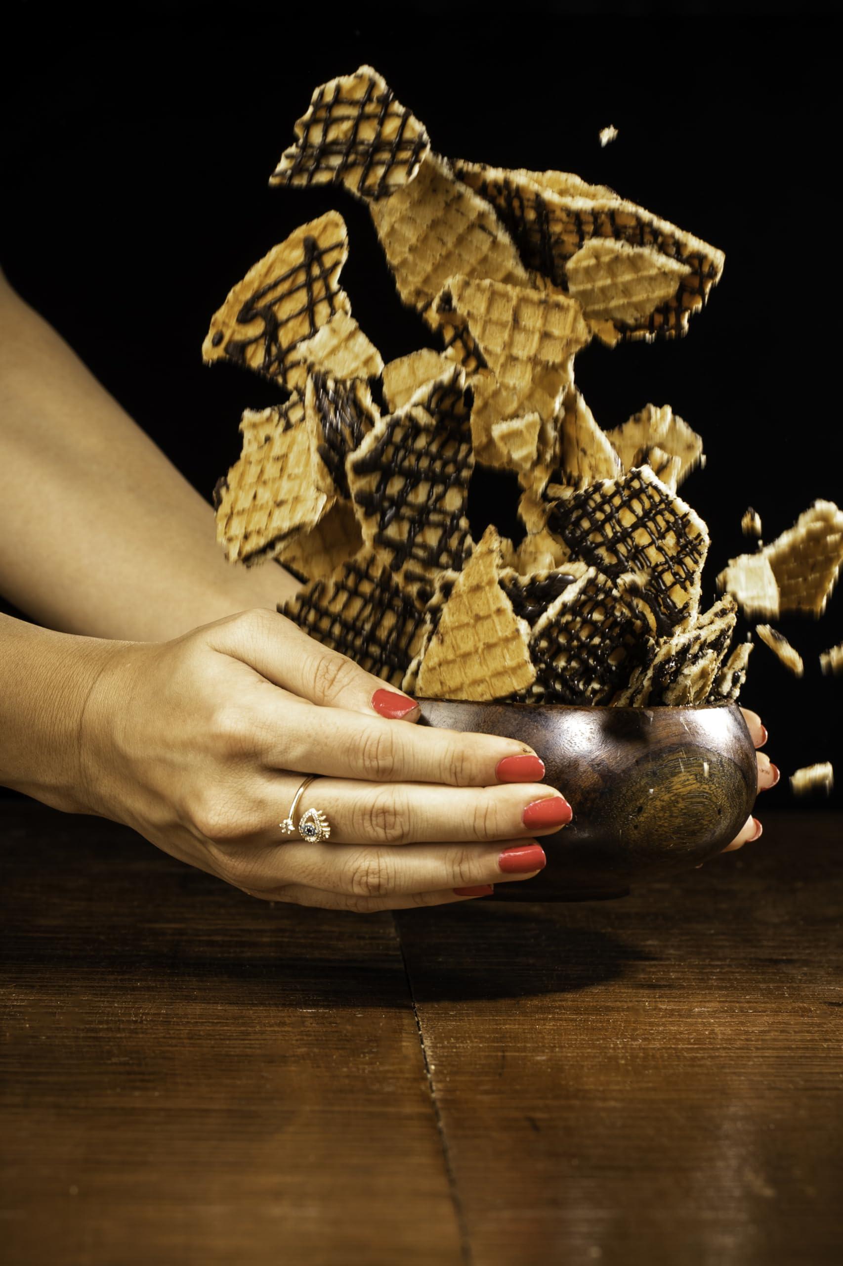 The Belgian Waffle Co The Belgian Waffle Co - Classic Choco Waffle Crisps, Thin, Crunchy, Eggless, Baked Not Fried, Healthy Snacks for Breakfast - 85 gm Each (Pack of 4)