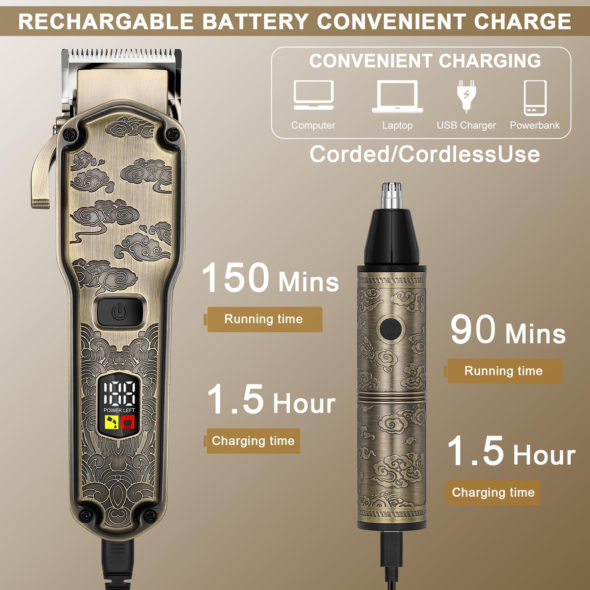 Hatteker Hatteker Professional Hair Clipper Hair Trimmer Beard Trimmer Waterproof Hair Cutting Kit Barber Clipper Cordless Nose Trimmer Detail Trimmer
