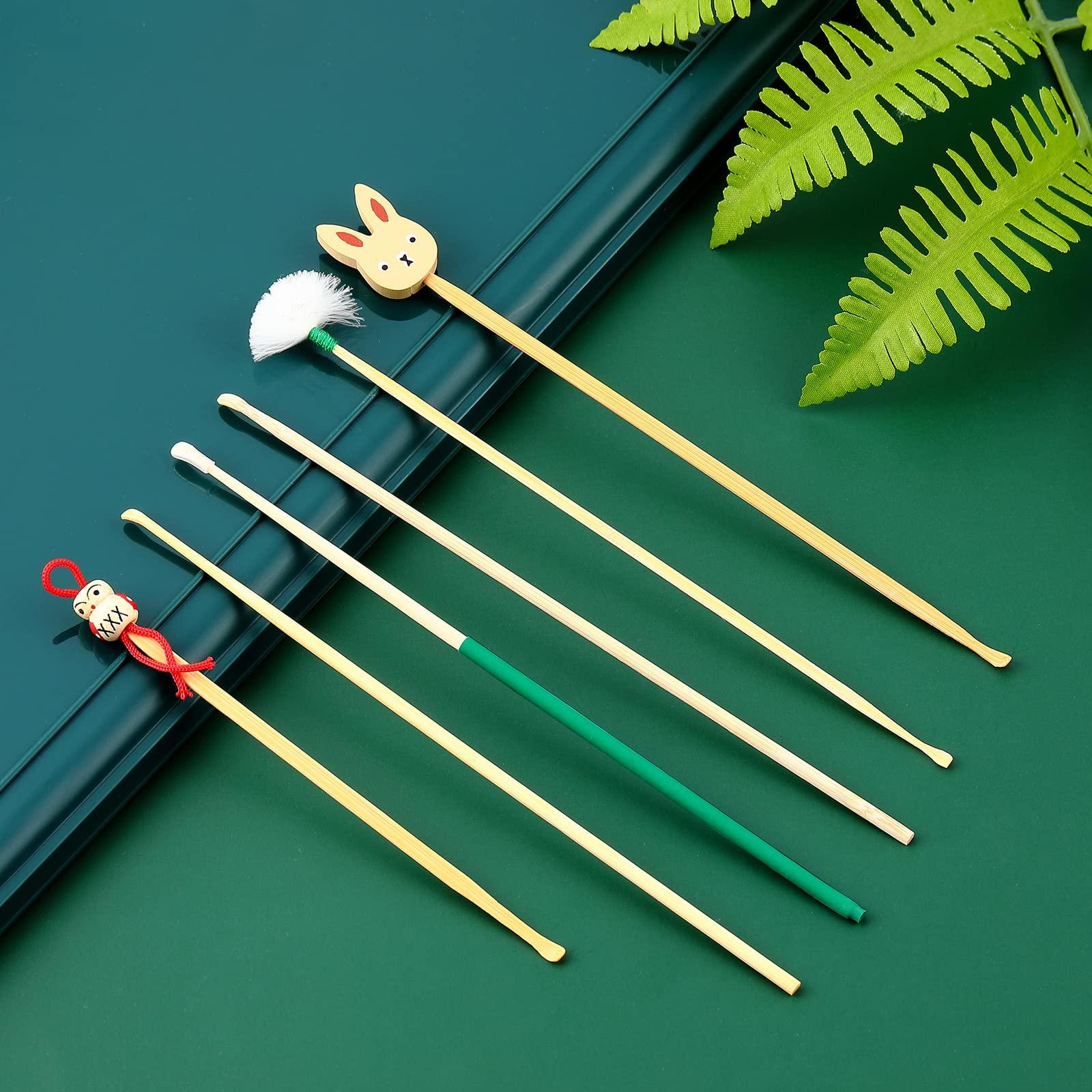 Tondiamo 6 Pieces Bamboo Ear Cleaner Wood Ear Pick Bamboo Ear Pickers Ear Cleaning Tools for Humans Bamboo Ear Cleaner Cute Doll Bunny Goose Feather Earpick for Adults Kids Ear Cleaning Kit