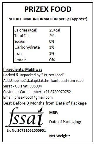 Prizex Prizex Mouth Freshener Mukhwas-Mix Of Fennel Seeds (Saunf), Dhana Dal, Fennel Candy, Small Slice of Areca Nut, Gulkand Mix Saunf - 900gm