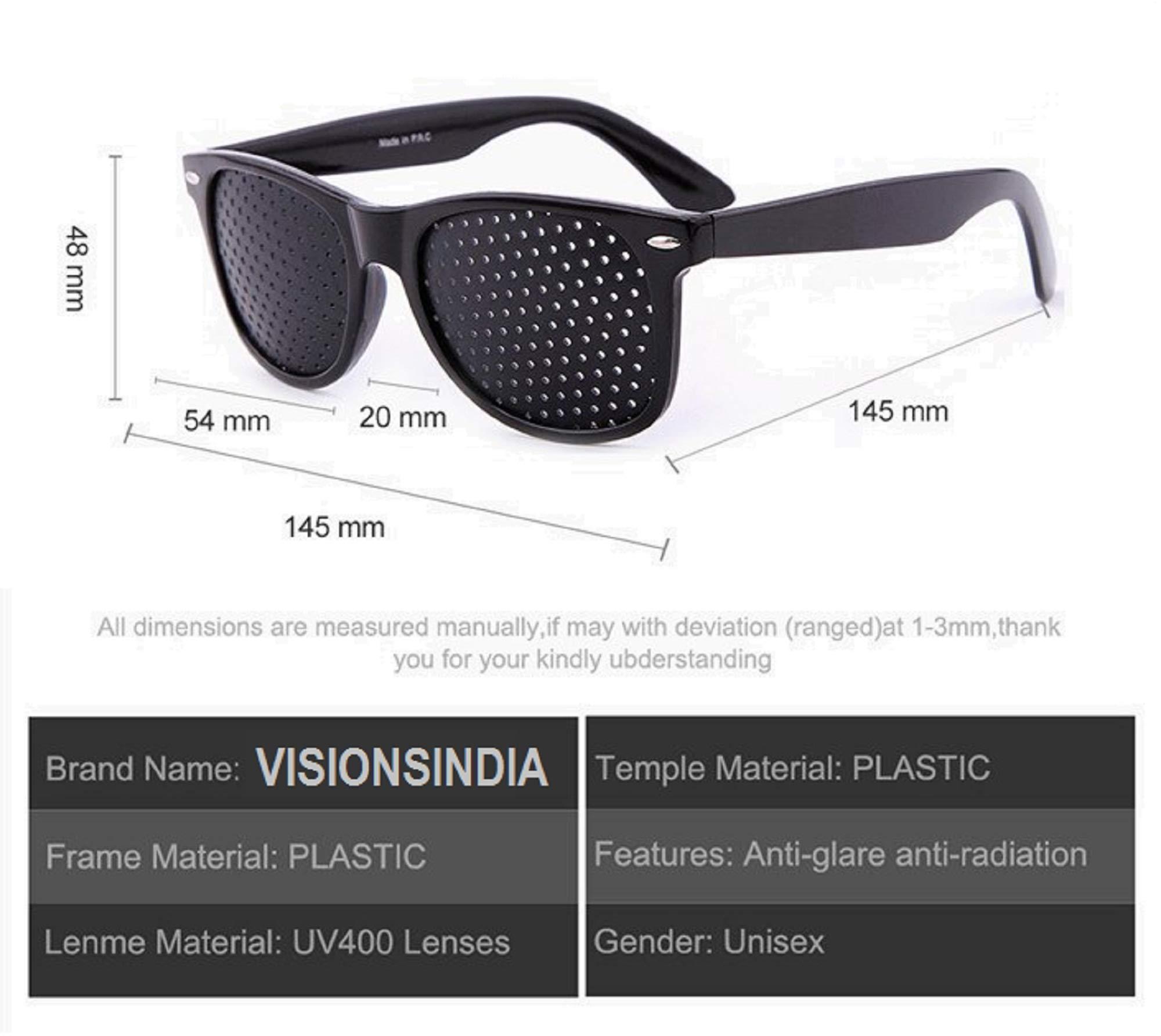 VisionsIndia Visions India Lazy Spectacles Pinhole Vision Correction Glasses Eyesight Improvement For Men/Women/Kids (Square)