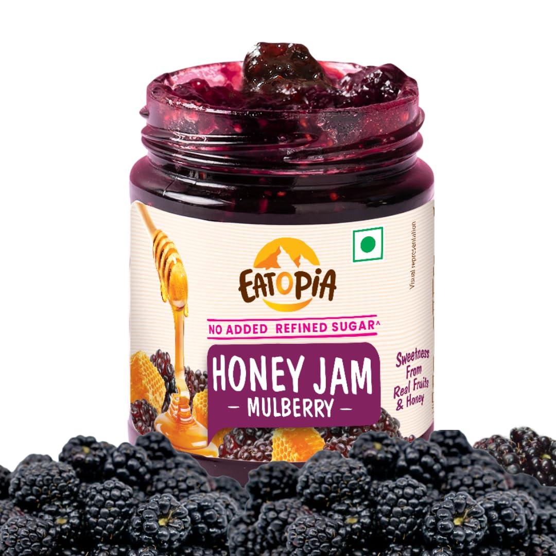 Eatopia Eatopia Mulberry Honey Jam | Sugar Free | 100% Pure & Natural | No Preservatives | No Added Colours & Flavours | 70% Mulberries & 30% Wild Honey | Healthy Good for Gut Health | Pack of 1-240g
