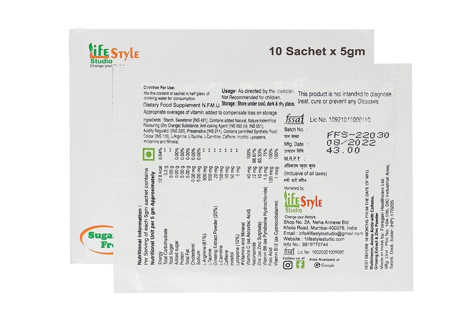 LIFE STYLE STUDIO Need 4 Energy Powder Sachet Body Recovery Nutritional Supplement (Each Sachet 5 Grams) (10 Sachet)