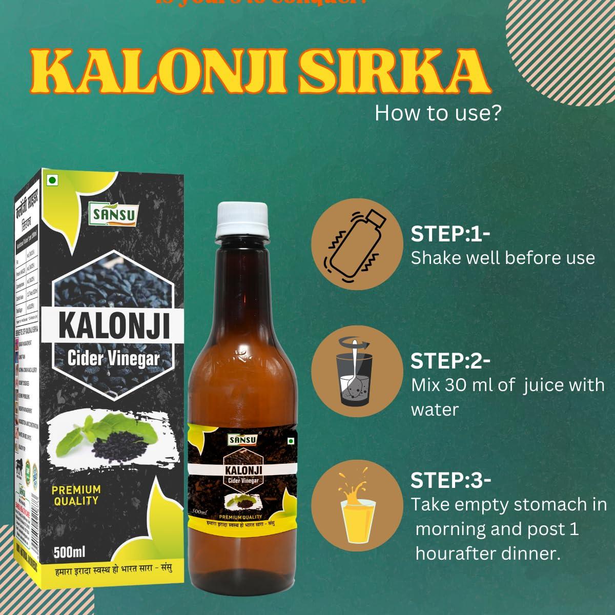 SANSU SANSU Kalonji Vinegar Black Cumin Vinegar, Kalonji Sirka, Organic Black Kalonji Vinegar, 100% Pure & Natural kalonji Sirka 500ml