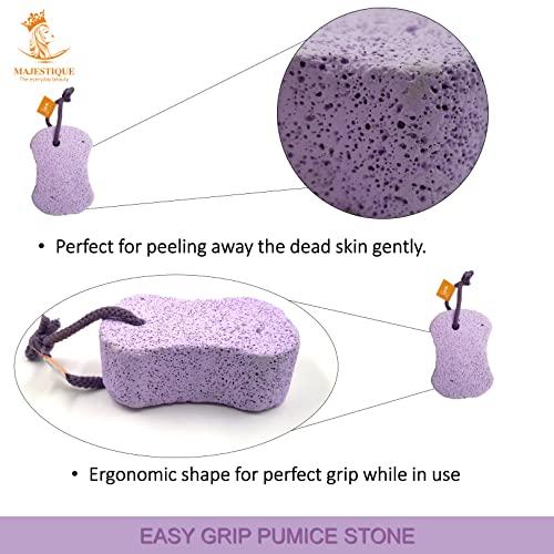 MAJESTIQUE Pumice Stone for Feet 2 pcs, Majestique Natural Lava Pedicure stone for Body, Bath Stone, Pumice Stone Remove Dead Skin for Hand, Pubic Stone Scrubber Foot Stone Exfoliating, Foot, Elbows