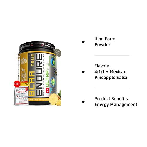 Grizzly Nutrition Grizzly Nutrition True Endure -Bcaa 4:1:1 Pro Ratio (V6 Genesis/ 6th gen 2023) 300 grams upto 60 servings -with Citrulline, B-Alanine, Taurine, L-carnitine with 11 vitality boosters - Platinum grade ( Mexican pineapple salsa Flavoured )