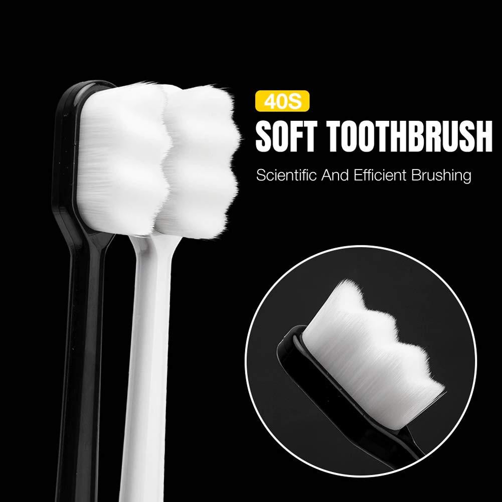 snika snika Extra Soft Toothbrush, Ultra Soft-Bristled Adult Toothbrush Micro Nano 15000 Floss Bristle Good Cleaning Effect For Sensitive Teeth Oral Gum Recession, Manual, White (Set of 2)