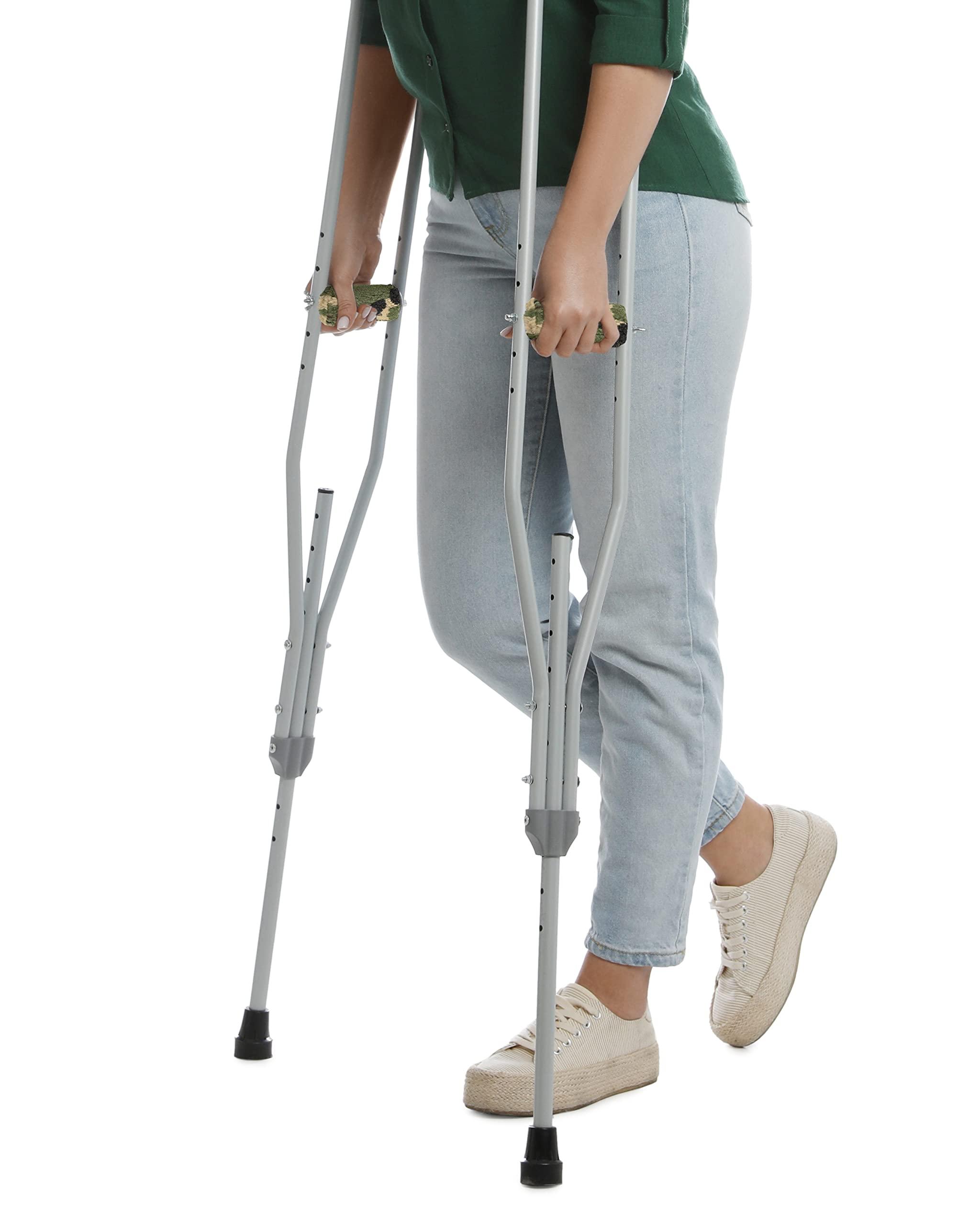 Crutch Comfort Universal Crutch Hand Grip Covers - Luxurious Soft Fleece with Sculpted Memory Foam Cores (Camo)