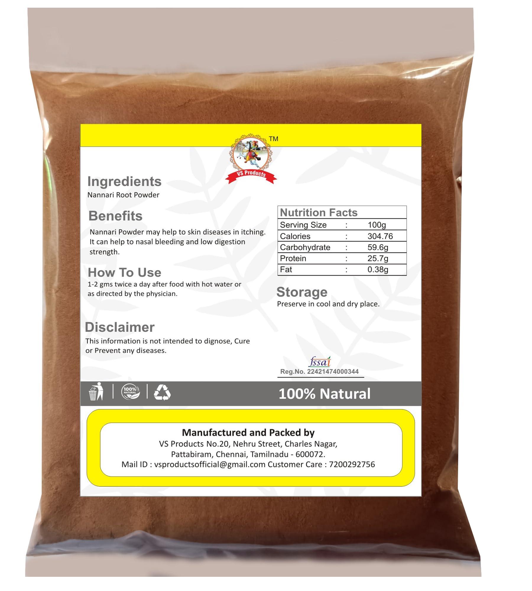 VS Products VS Products Nannari Root Powder, 700g, Kapuri, Naruninti,Anantamul, Sogade Beru, Hemidesmus Indicus, Upalsari Powder, (pack of 7 x 100g)