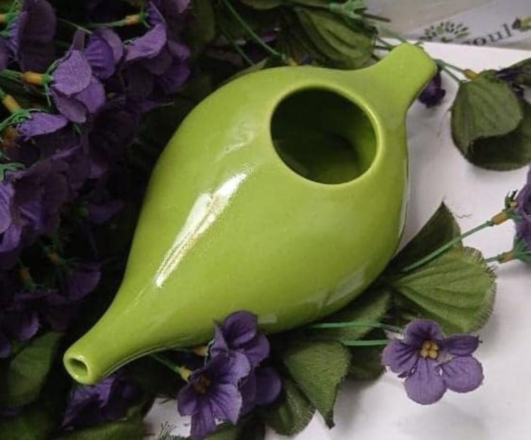Generic Ceramic Handmade JAL NETI POT Ceramic Neti Pot for Healthy Sinuses for Nasal Cleansing (GREEN)